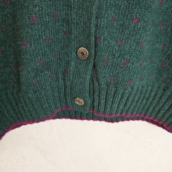 Woolrich Sweater Womens Large Wool Nylon Birds Eye Button Cardigan Knit Vintage - Picture 8 of 16
